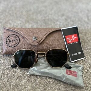 Ray-Ban Black and Gold Hexagonal Sunglasses